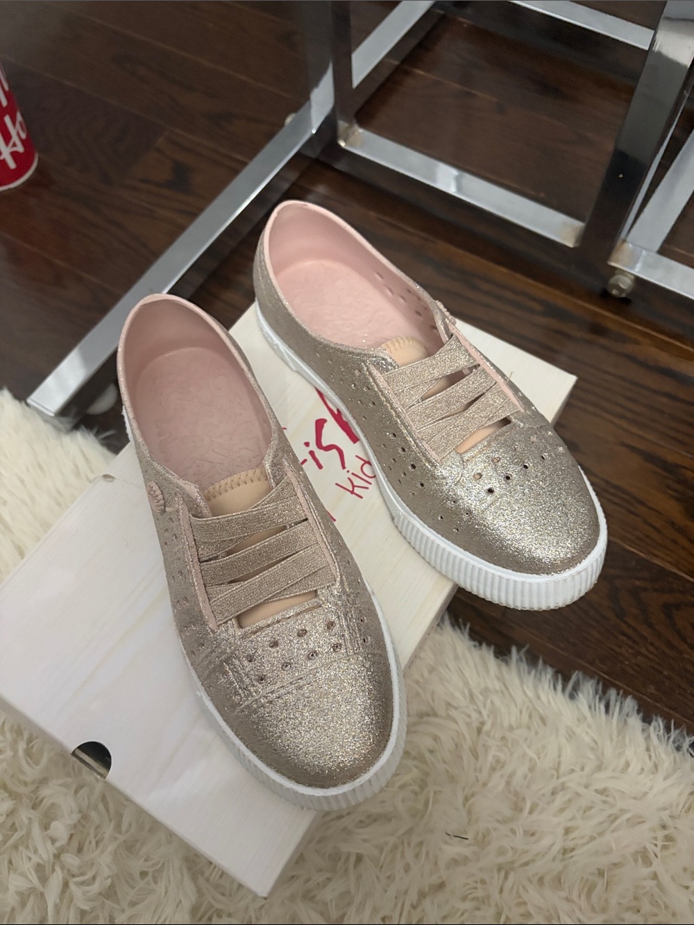 Blowfish Kids Glitter Slip-On Sneakers in Rose Gold and Light Pink